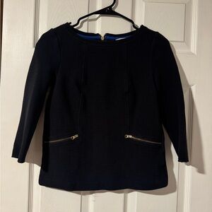 Boden Black Textured Women's Top with Gold Accents